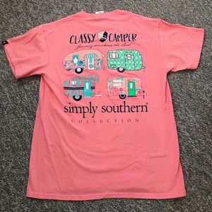Simply Southern Classy Camper pink tee t shirt M